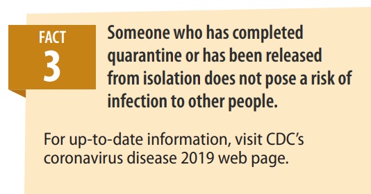 Someone who has completed quarantine or has been released from isolation does not pose a risk of infection to other people.