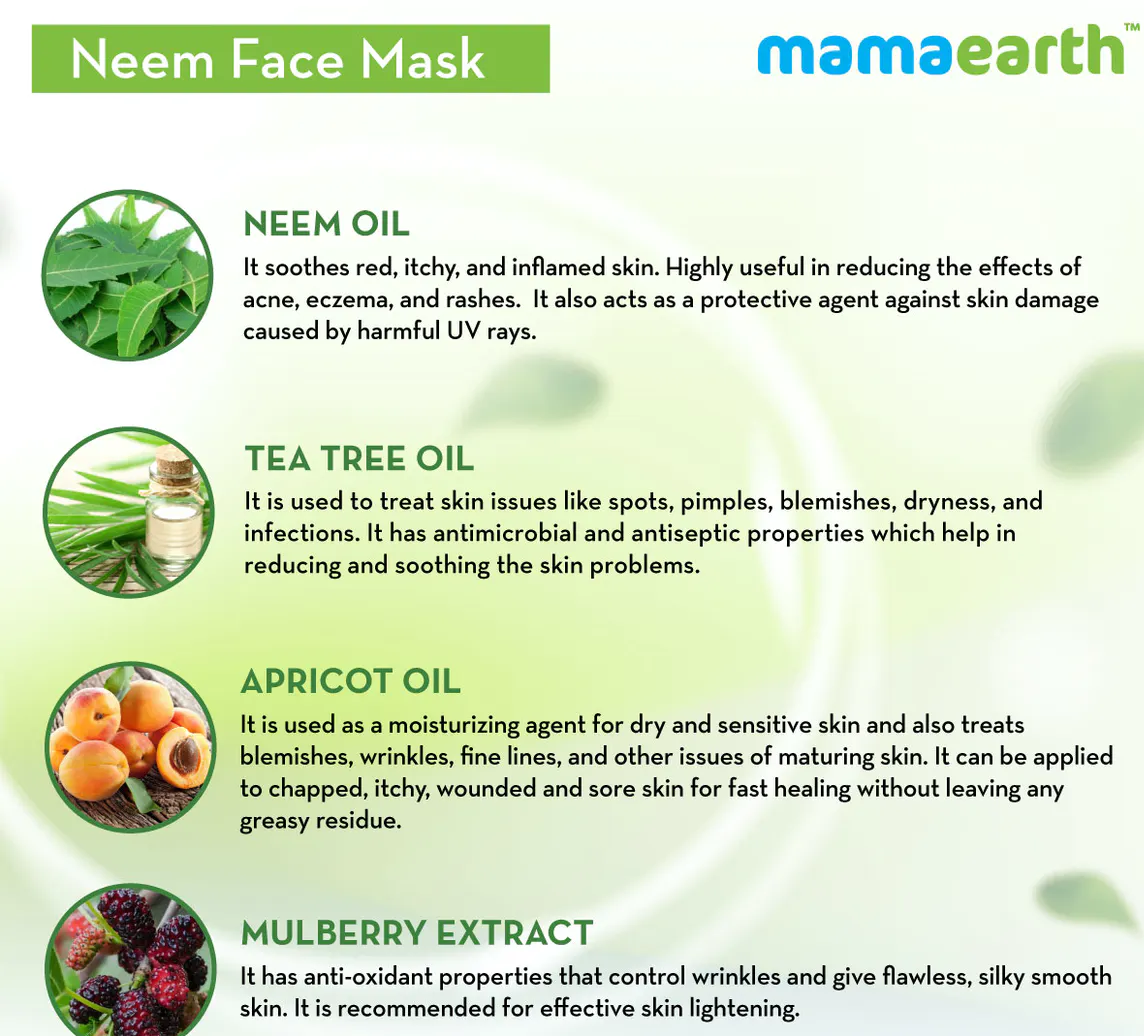 Mamaearth Neem face mask Key ingredients