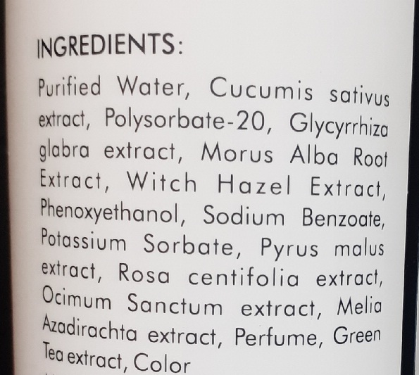 Good Vibes Green Tea Toner Ingredients