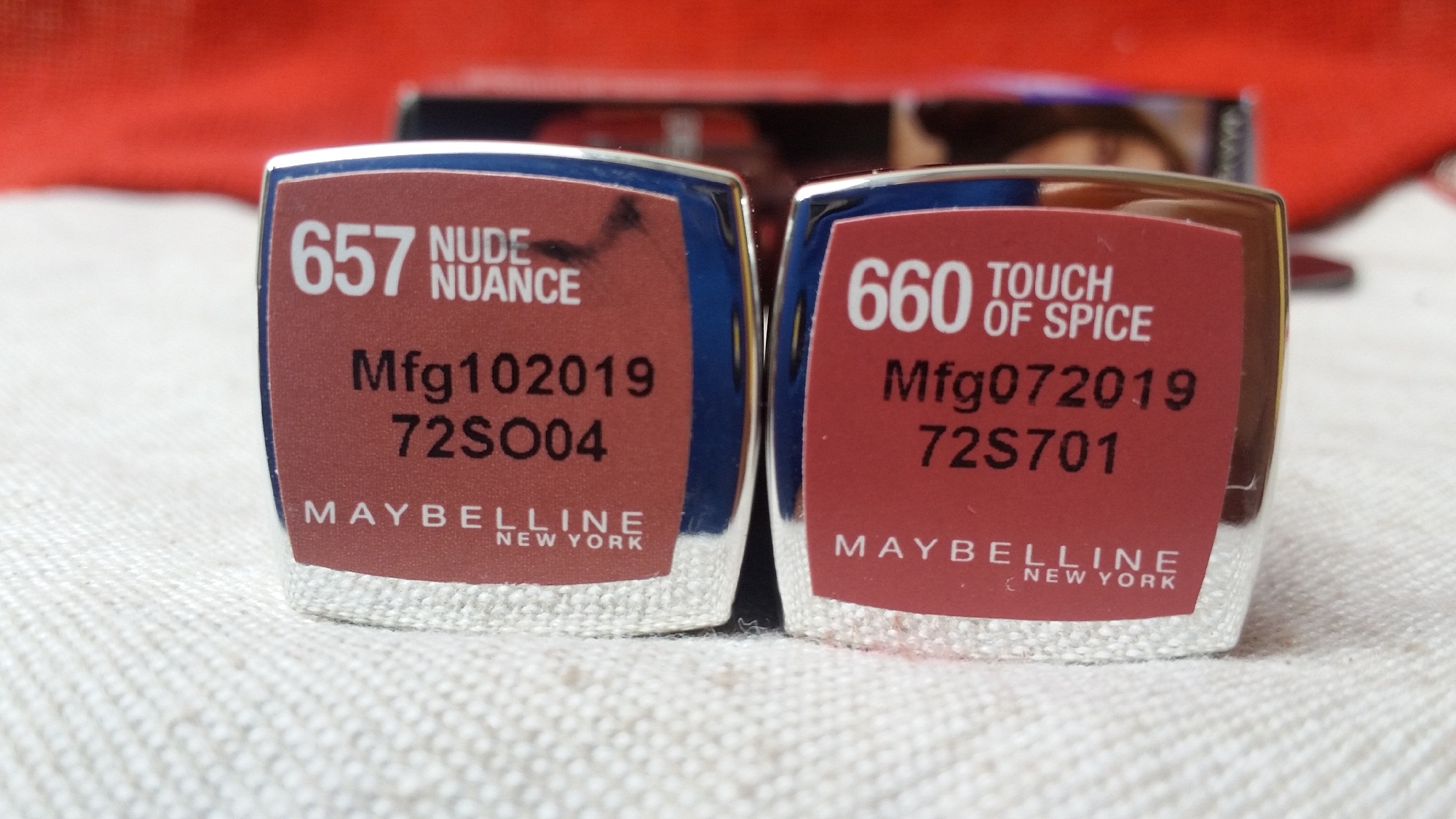 Maybelline Lipstick Nude Nuance and Touch of Spice Review