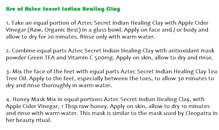 Uses of Aztec Secret Indian Healing Clay 