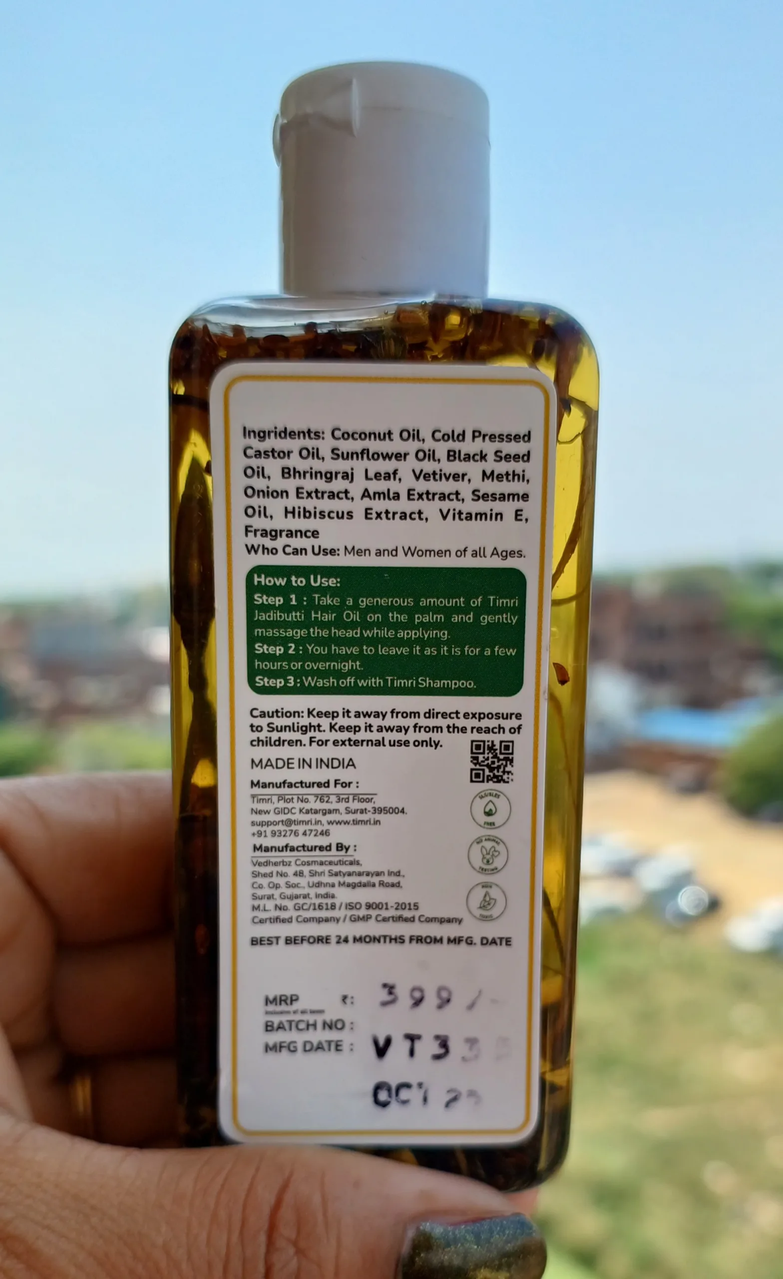 Timri Jadibutti Hair Oil ingredients
