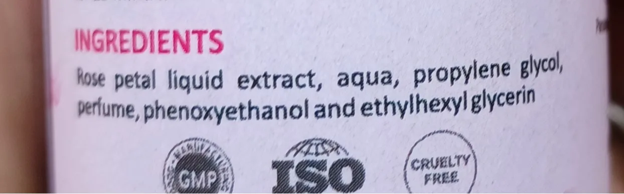 Stamio Rose Water ingredients